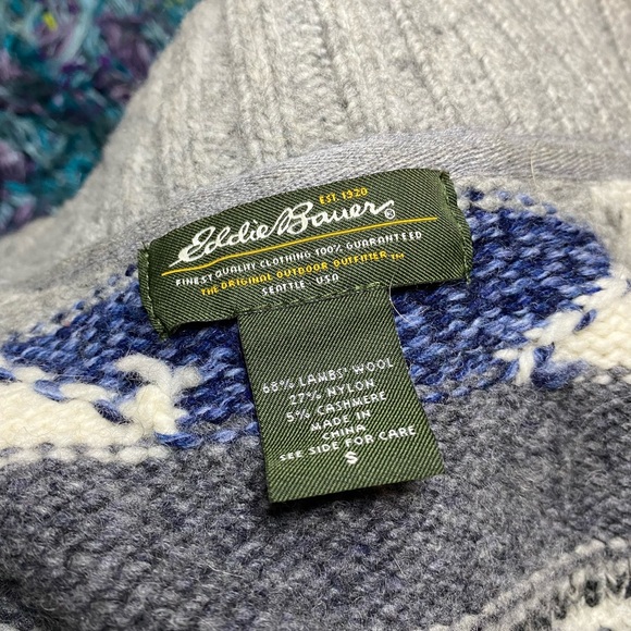 Eddie Bauer Wool/Cashmere Knit Jacket - Grey, Navy, White - Picture 3 of 3